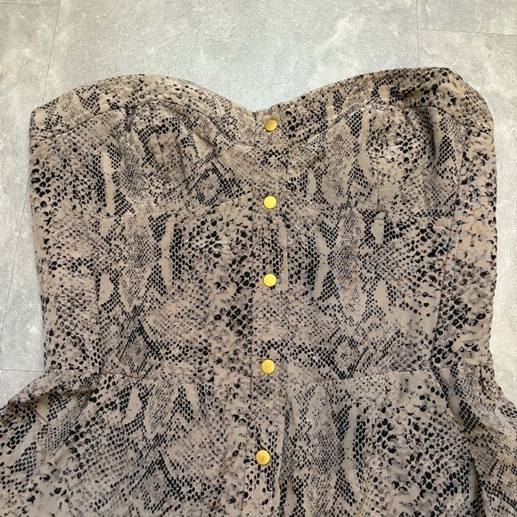 REBECCA TAYLOR Silk Snake Print Strapless Mini Dress Size 6 - Picture 4 of 8